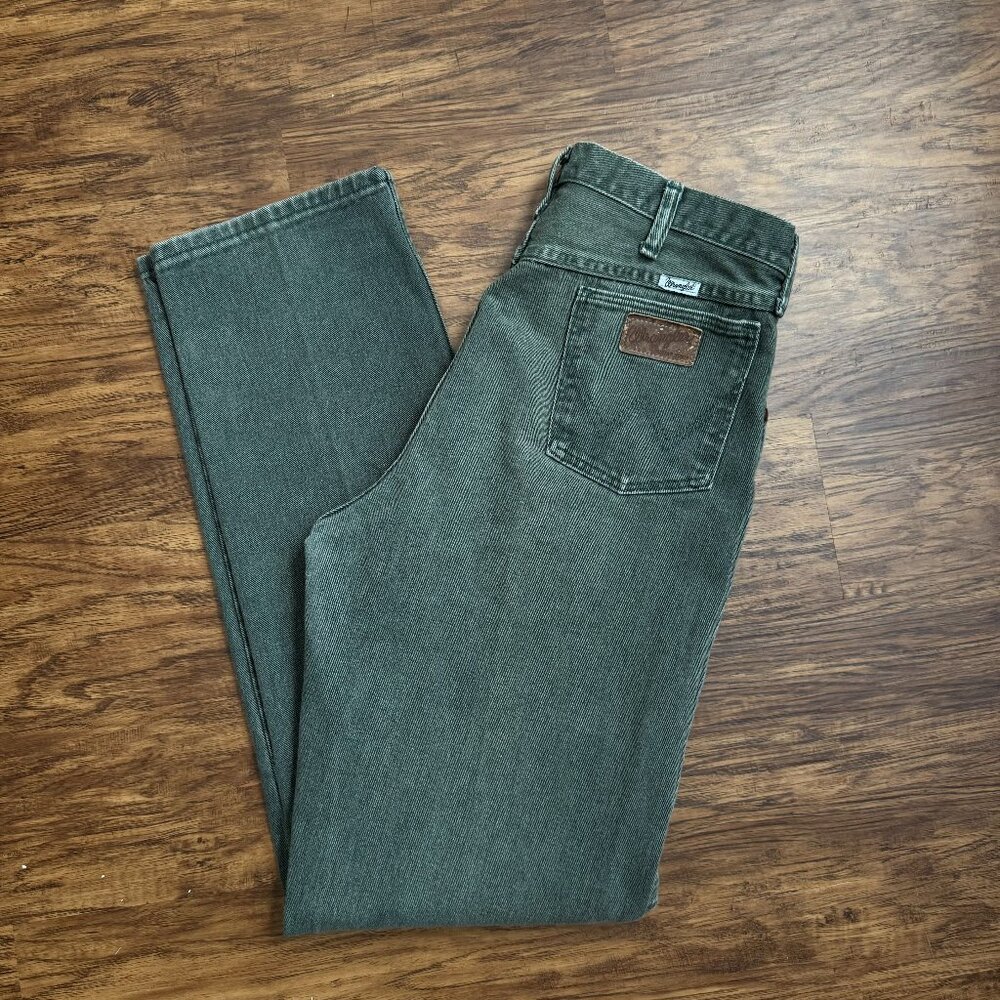Wrangler VTG 80s Denim Jeans Green Western Straight Leg Men's 34x34 Rodeo USA - Picture 1 of 6